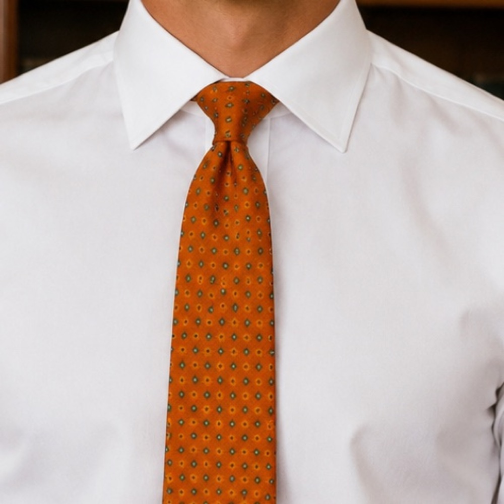 Kiton Orange Geometric Medallion Tie (NWT)